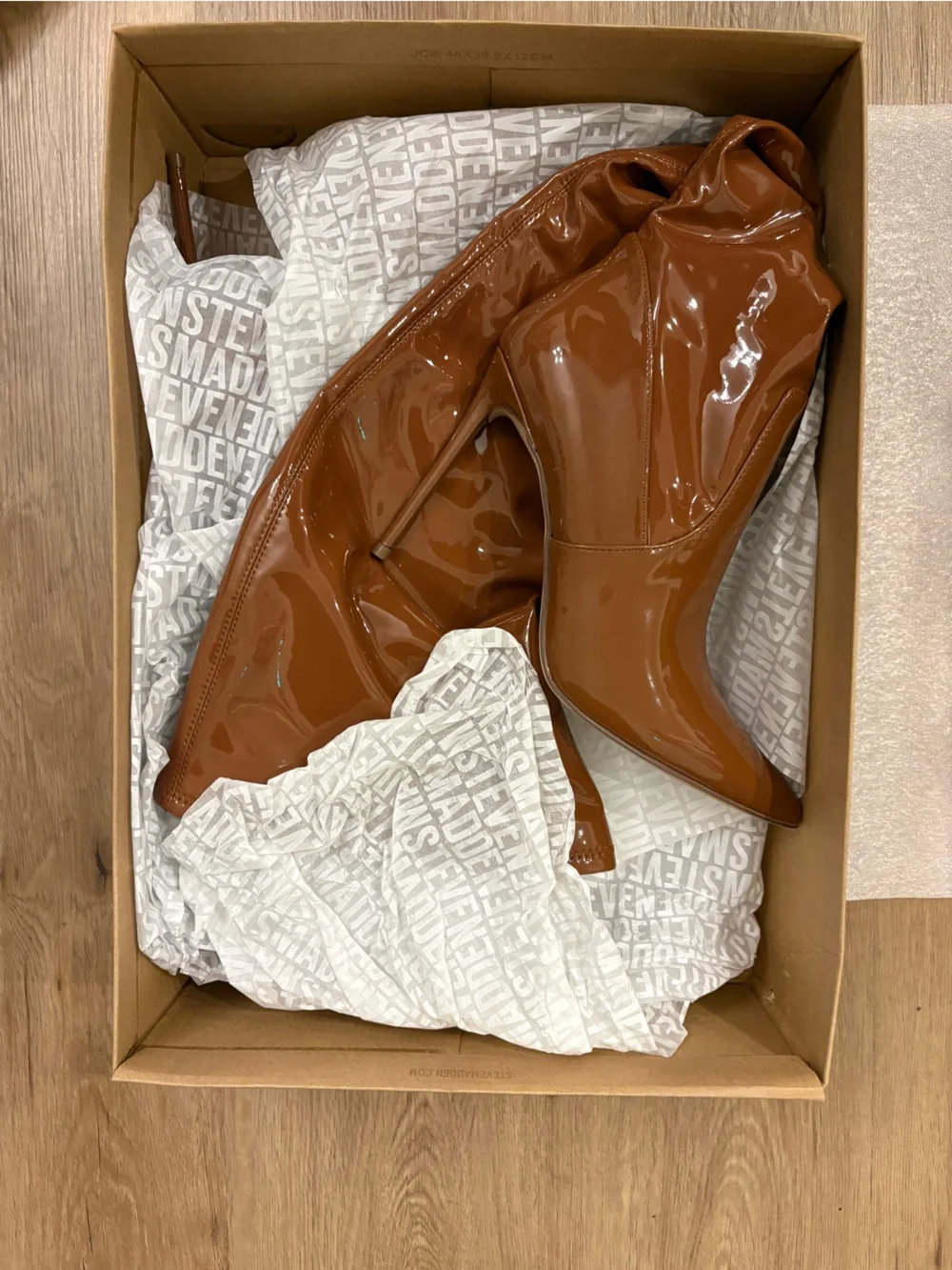 Steve Madden Patent Over-The-Knee Stiletto Boot - Cognac
